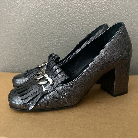 Zenda MINA BUENOS AIRES Metallic Loafers Silver link Chain - Picture 3 of 11